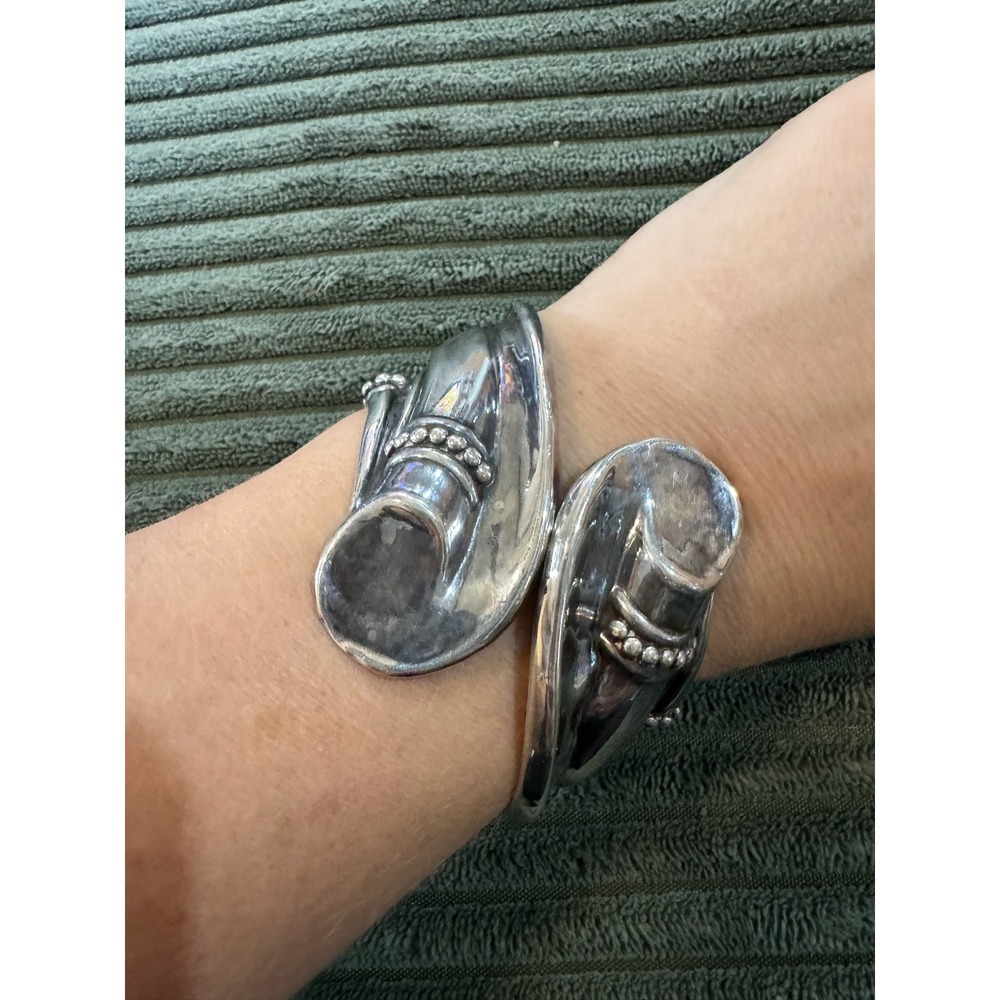 Sterling Silver‎ Mexican Bangle Bracelet Wide Cuff MCM Artisan